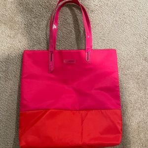 Pink and orange Lancôme tote